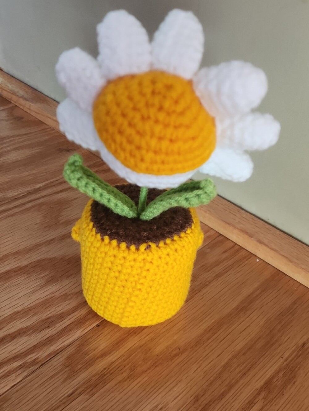 Handmade Crochet Mini Daisy Thank You Gift with Sunny Yellow Accent - Picture 6 of 11